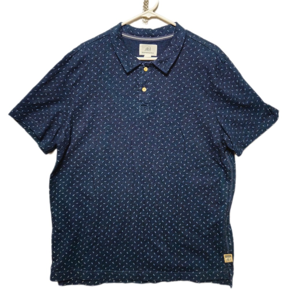 SURFSIDE SUPPLY Polo Shirt Mens 2XL Navy Blue All Over Print Geometric Beach